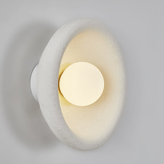 Modern Minimalist Polystyrene Bowl-Shaped 1-Light Wall Sconce Lamp For Bedroom &amp; Living Room