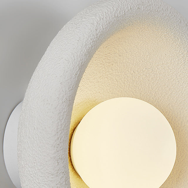 Modern Minimalist Polystyrene Bowl-Shaped 1-Light Wall Sconce Lamp For Bedroom & Living Room