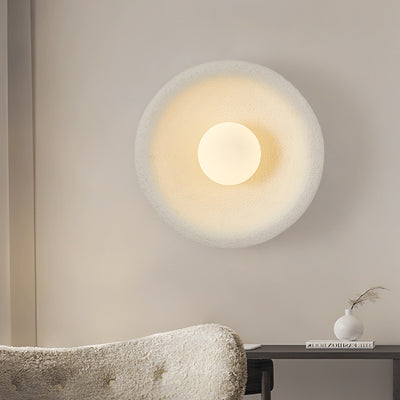 Modern Minimalist Polystyrene Bowl-Shaped 1-Light Wall Sconce Lamp For Bedroom & Living Room