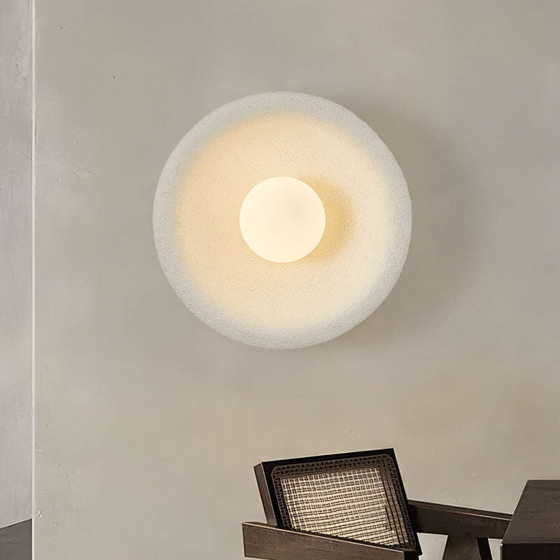 Modern Minimalist Polystyrene Bowl-Shaped 1-Light Wall Sconce Lamp For Bedroom & Living Room