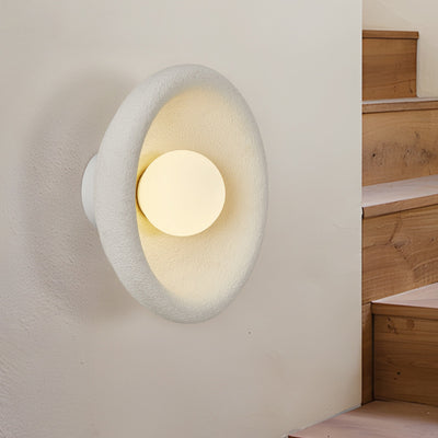 Modern Minimalist Polystyrene Bowl-Shaped 1-Light Wall Sconce Lamp For Bedroom & Living Room