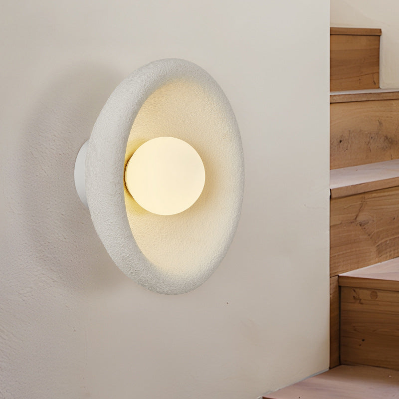 Modern Minimalist Polystyrene Bowl-Shaped 1-Light Wall Sconce Lamp For Bedroom & Living Room