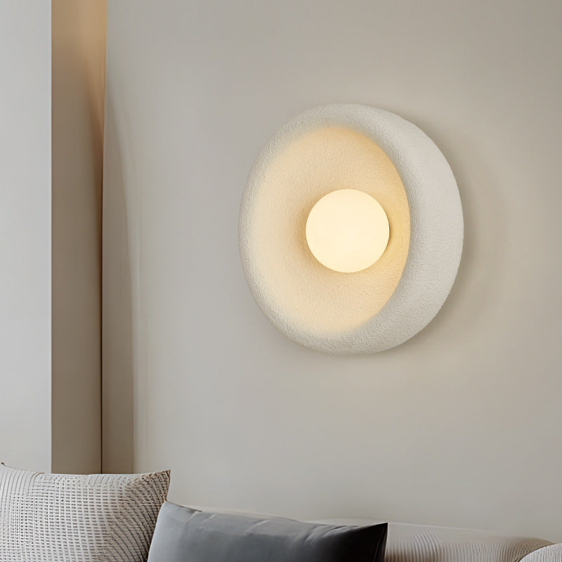 Modern Minimalist Polystyrene Bowl-Shaped 1-Light Wall Sconce Lamp For Bedroom & Living Room