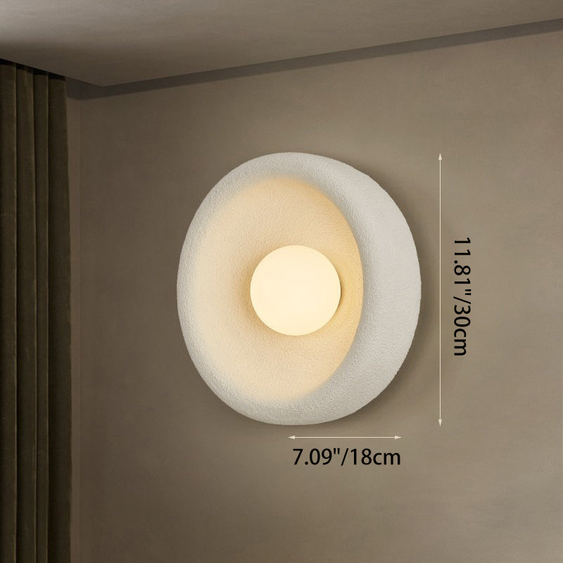 Modern Minimalist Polystyrene Bowl-Shaped 1-Light Wall Sconce Lamp For Bedroom &amp; Living Room