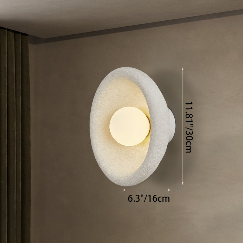 Modern Minimalist Polystyrene Bowl-Shaped 1-Light Wall Sconce Lamp For Bedroom & Living Room