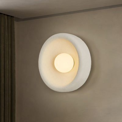 Modern Minimalist Polystyrene Bowl-Shaped 1-Light Wall Sconce Lamp For Bedroom & Living Room