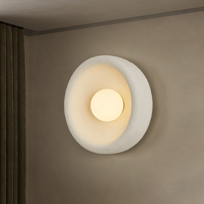 Modern Minimalist Polystyrene Bowl-Shaped 1-Light Wall Sconce Lamp For Bedroom & Living Room