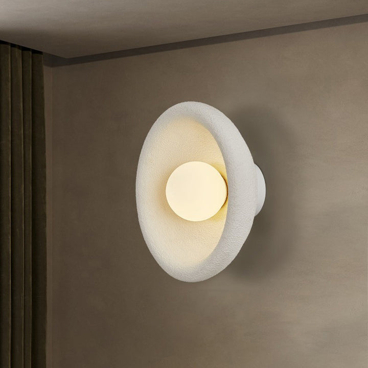 Modern Minimalist Polystyrene Bowl-Shaped 1-Light Wall Sconce Lamp For Bedroom &amp; Living Room