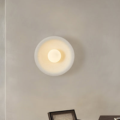 Modern Minimalist Polystyrene Bowl-Shaped 1-Light Wall Sconce Lamp For Bedroom & Living Room
