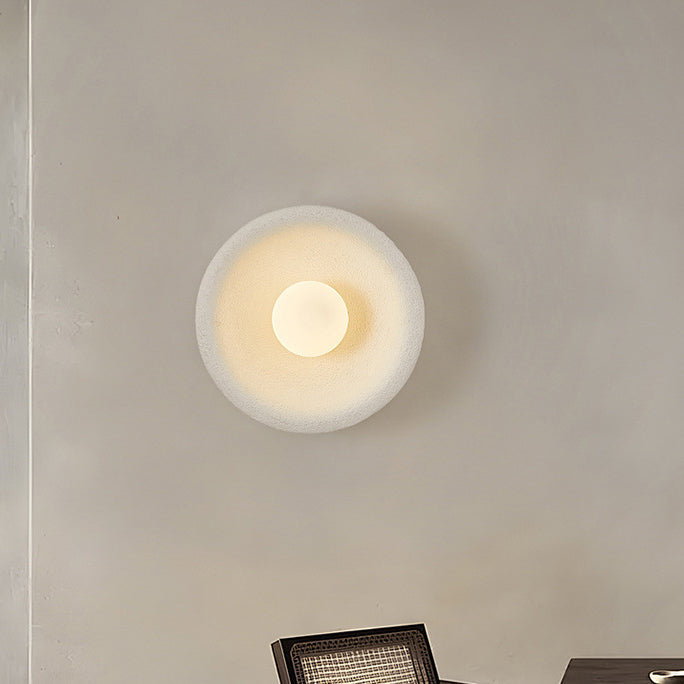 Modern Minimalist Polystyrene Bowl-Shaped 1-Light Wall Sconce Lamp For Bedroom & Living Room
