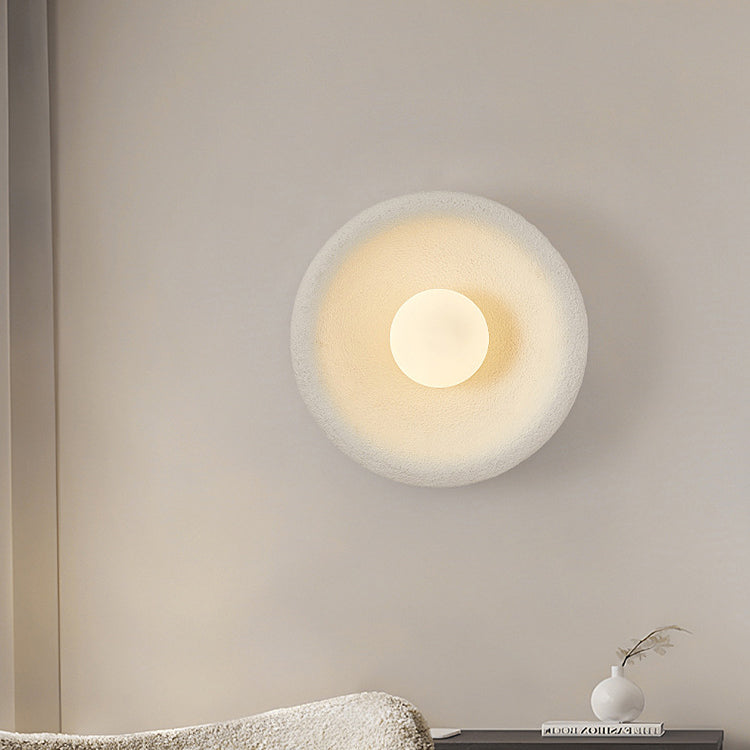 Modern Minimalist Polystyrene Bowl-Shaped 1-Light Wall Sconce Lamp For Bedroom &amp; Living Room