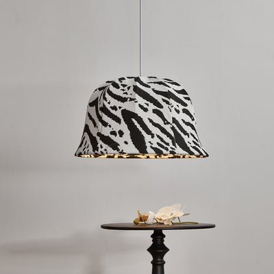 Modern Art Deco Fabric & Iron Zebra Dome 1-Light Pendant Light For Bedroom & Living Room