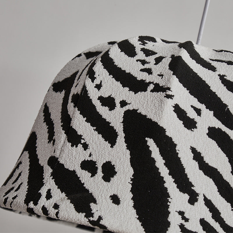 Modern Art Deco Fabric & Iron Zebra Dome 1-Light Pendant Light For Bedroom & Living Room