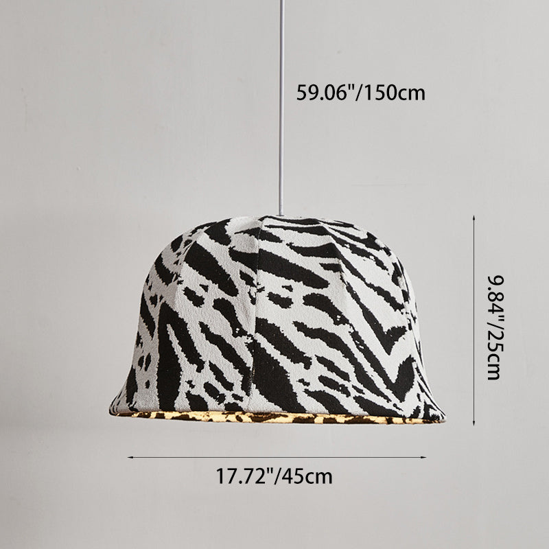 Modern Art Deco Fabric & Iron Zebra Dome 1-Light Pendant Light For Bedroom & Living Room
