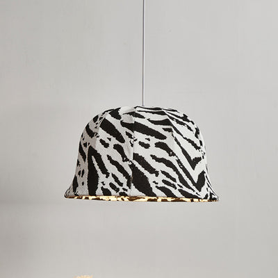 Modern Art Deco Fabric & Iron Zebra Dome 1-Light Pendant Light For Bedroom & Living Room