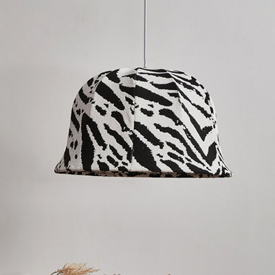 Modern Art Deco Fabric & Iron Zebra Dome 1-Light Pendant Light For Bedroom & Living Room