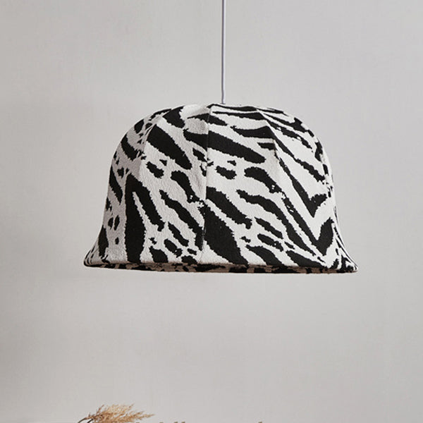 Modern Art Deco Fabric & Iron Zebra Dome 1-Light Pendant Light For Bedroom & Living Room