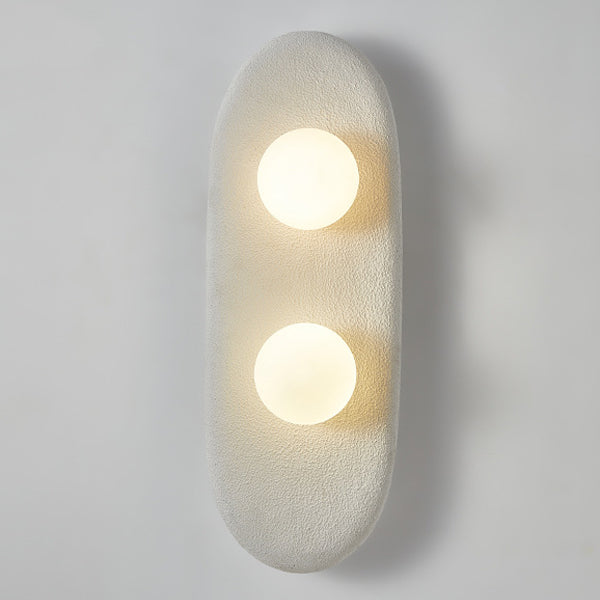 Traditional Japanese Polystyrene Oval Globe Shade 2-Light Wall Sconce Lamp For Bedroom & Living Room