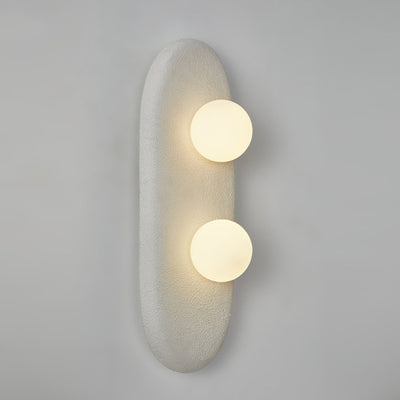 Traditional Japanese Polystyrene Oval Globe Shade 2-Light Wall Sconce Lamp For Bedroom & Living Room