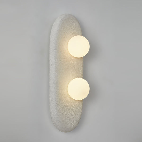 Traditional Japanese Polystyrene Oval Globe Shade 2-Light Wall Sconce Lamp For Bedroom & Living Room