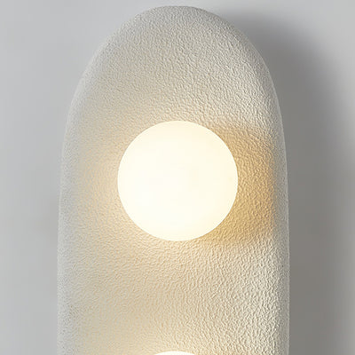 Traditional Japanese Polystyrene Oval Globe Shade 2-Light Wall Sconce Lamp For Bedroom & Living Room