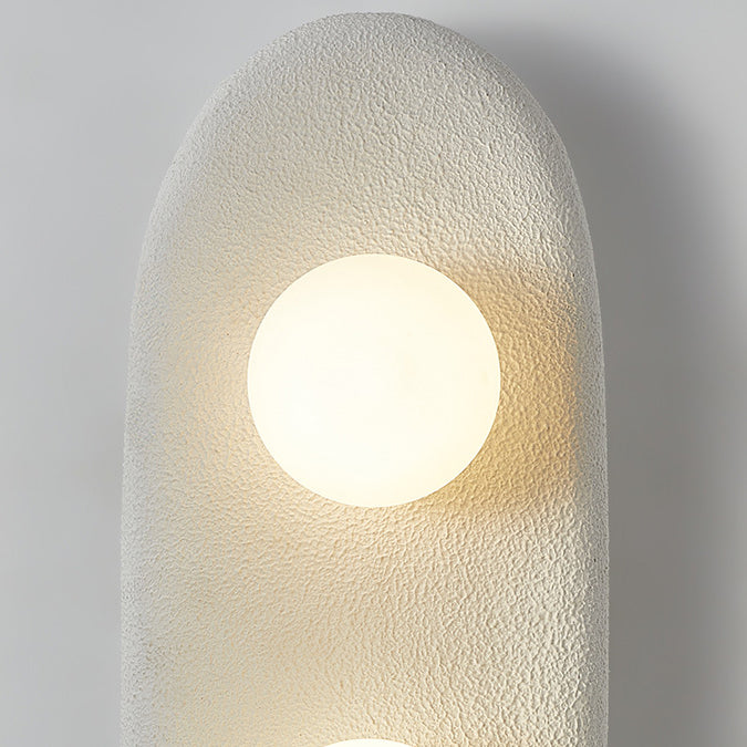 Traditional Japanese Polystyrene Oval Globe Shade 2-Light Wall Sconce Lamp For Bedroom & Living Room