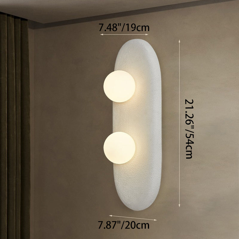 Traditional Japanese Polystyrene Oval Globe Shade 2-Light Wall Sconce Lamp For Bedroom & Living Room