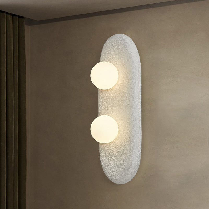 Traditional Japanese Polystyrene Oval Globe Shade 2-Light Wall Sconce Lamp For Bedroom & Living Room