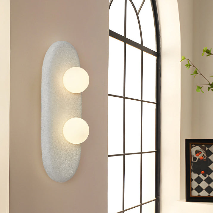 Traditional Japanese Polystyrene Oval Globe Shade 2-Light Wall Sconce Lamp For Bedroom & Living Room
