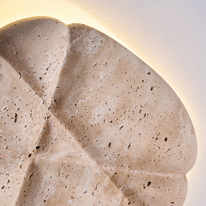 Traditional Japanese Beige Travertine Irregular Square LED Wall Sconce Lamp For Bedroom &amp; Living Room