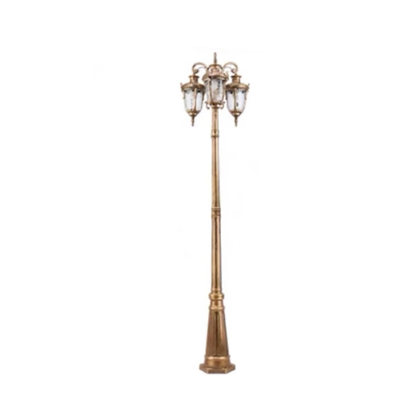 Traditional European Aluminum Water Glass Post Lamp 3-Light Outdoor Light For Garden