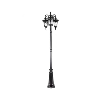 Traditional European Aluminum Water Glass Post Lamp 3-Light Outdoor Light For Garden