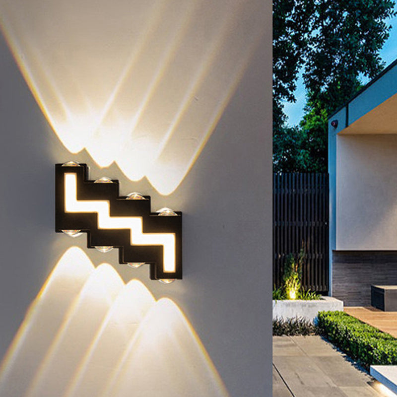 Modern Minimalist Waterproof Aluminum Acrylic Stair-Shaped LED Outdoor Wall Light For Outdoor Patio