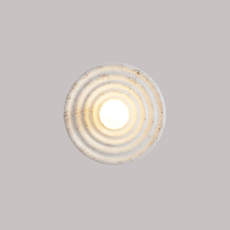 Traditional Japanese Resin & Glass Concentric Circle Design 1-Light Wall Sconce Lamp For Living Room & Bedroom