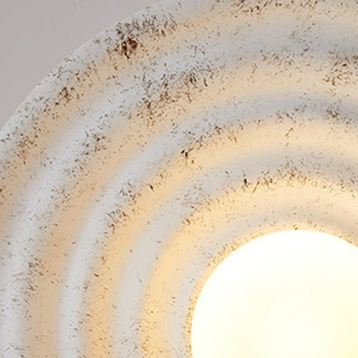 Design de cercle concentrique en résine et verre japonais traditionnel Applique murale à 1 lumière pour salon et chambre 