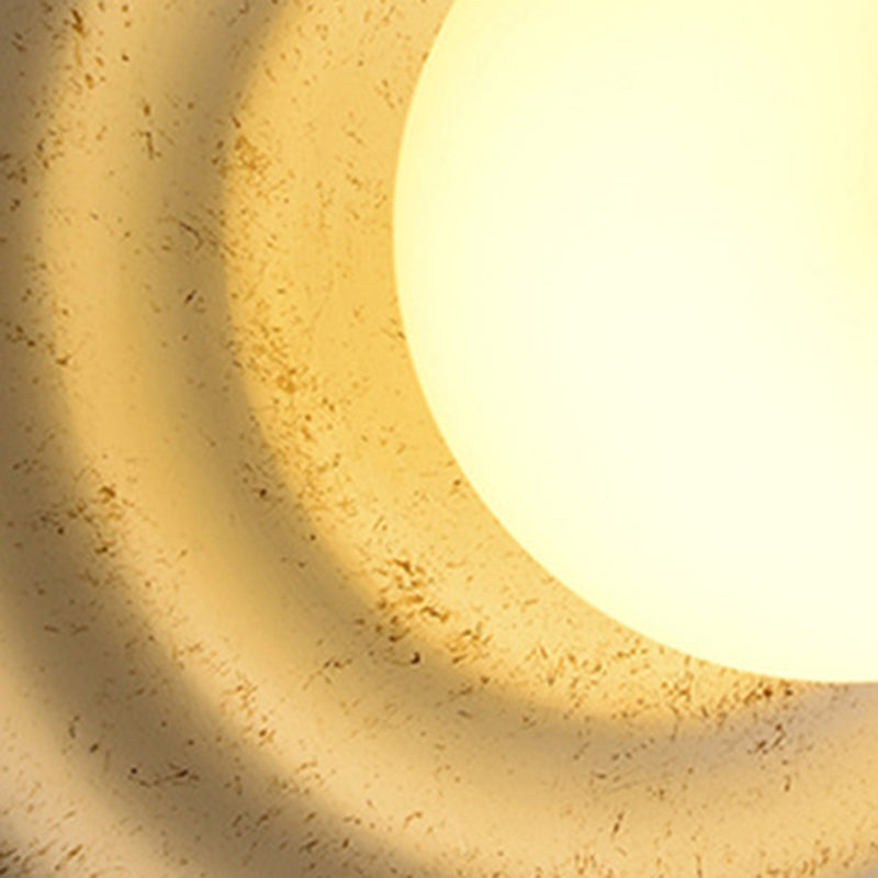 Traditional Japanese Resin & Glass Concentric Circle Design 1-Light Wall Sconce Lamp For Living Room & Bedroom