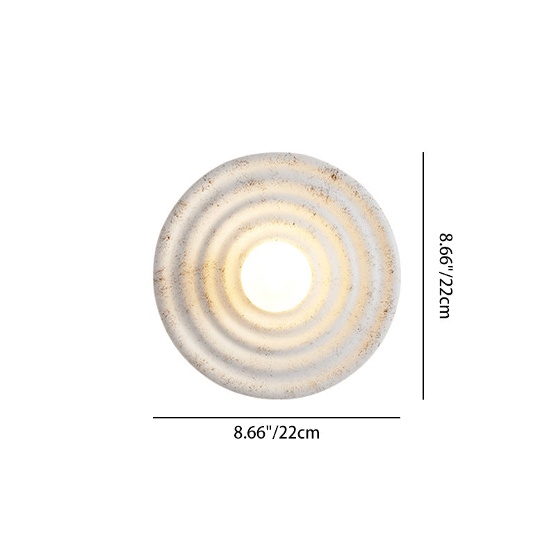 Traditional Japanese Resin & Glass Concentric Circle Design 1-Light Wall Sconce Lamp For Living Room & Bedroom