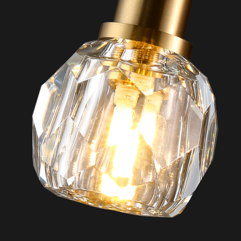 Modern Luxury Iron & Crystal Cylindrical 1-Light Wall Sconce Lamp For Bedroom & Living Room
