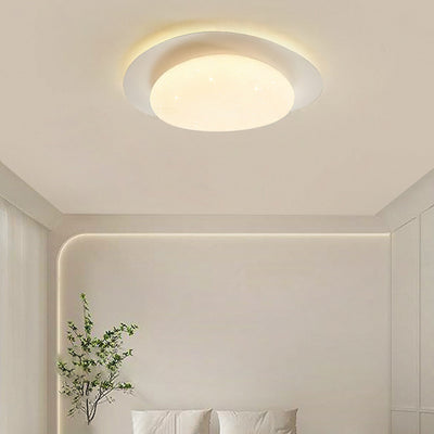 Modern Minimalist Iron And Acrylic Pebble Round LED Flush Mount Ceiling Light For Bedroom And Living Room