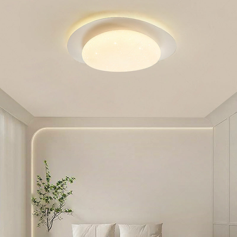 Modern Minimalist Iron And Acrylic Pebble Round LED Flush Mount Ceiling Light For Bedroom And Living Room