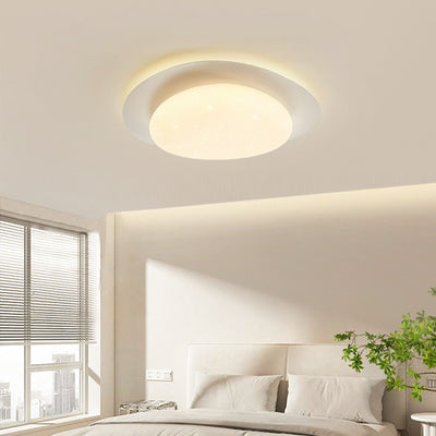 Modern Minimalist Iron And Acrylic Pebble Round LED Flush Mount Ceiling Light For Bedroom And Living Room