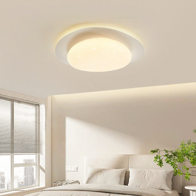 Modern Minimalist Iron And Acrylic Pebble Round LED Flush Mount Ceiling Light For Bedroom And Living Room