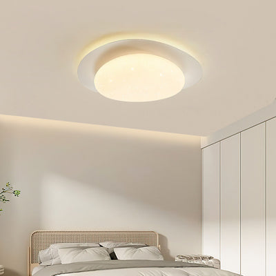 Modern Minimalist Iron And Acrylic Pebble Round LED Flush Mount Ceiling Light For Bedroom And Living Room