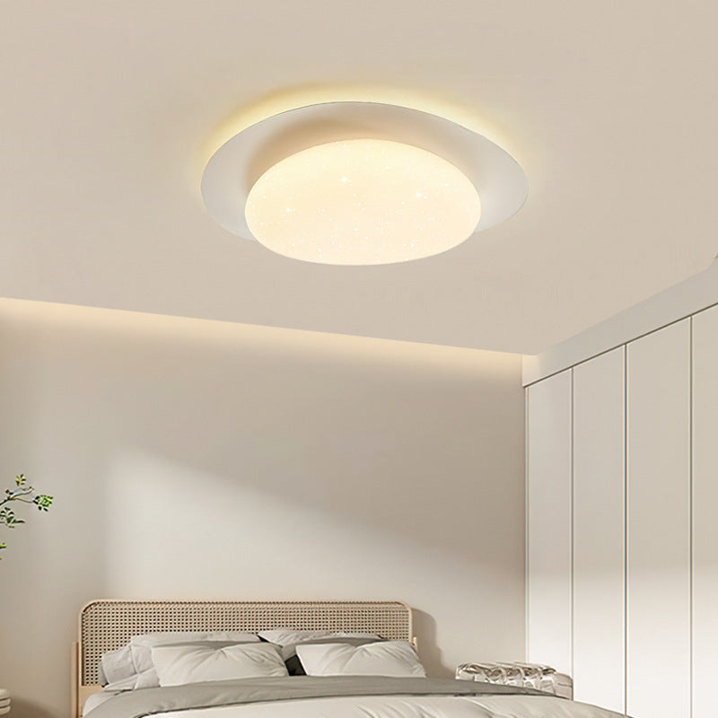 Modern Minimalist Iron And Acrylic Pebble Round LED Flush Mount Ceiling Light For Bedroom And Living Room