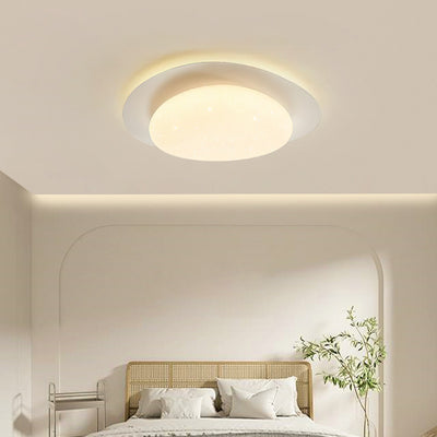 Modern Minimalist Iron And Acrylic Pebble Round LED Flush Mount Ceiling Light For Bedroom And Living Room