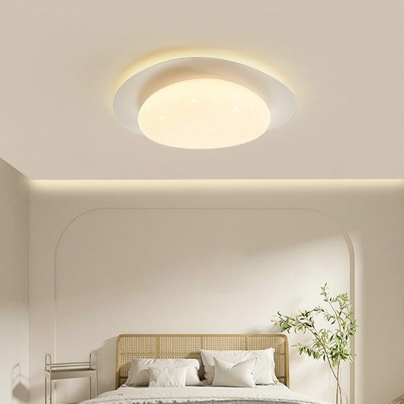 Modern Minimalist Iron And Acrylic Pebble Round LED Flush Mount Ceiling Light For Bedroom And Living Room