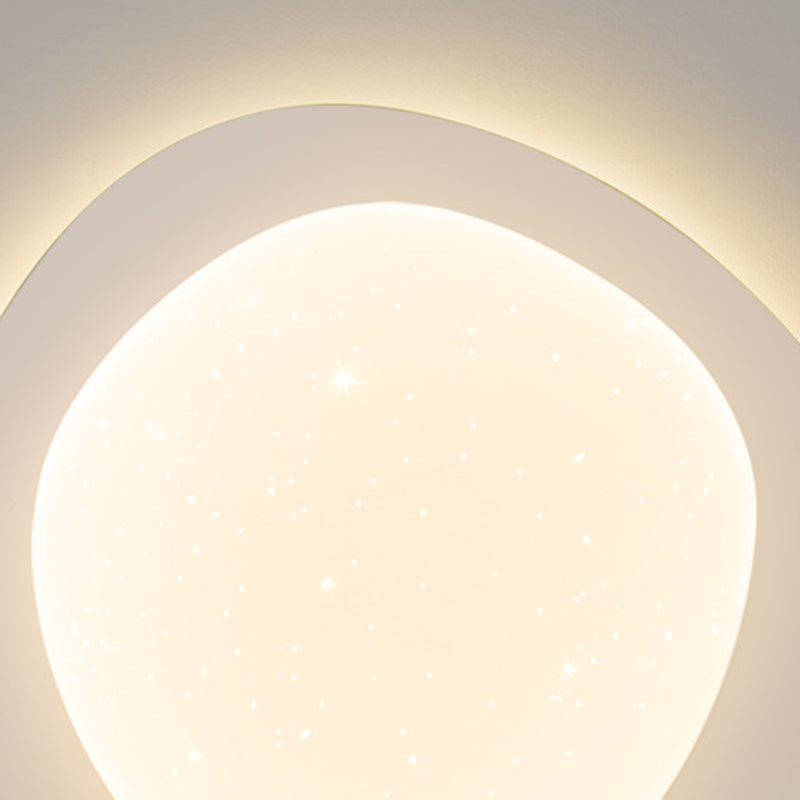 Modern Minimalist Iron And Acrylic Pebble Round LED Flush Mount Ceiling Light For Bedroom And Living Room