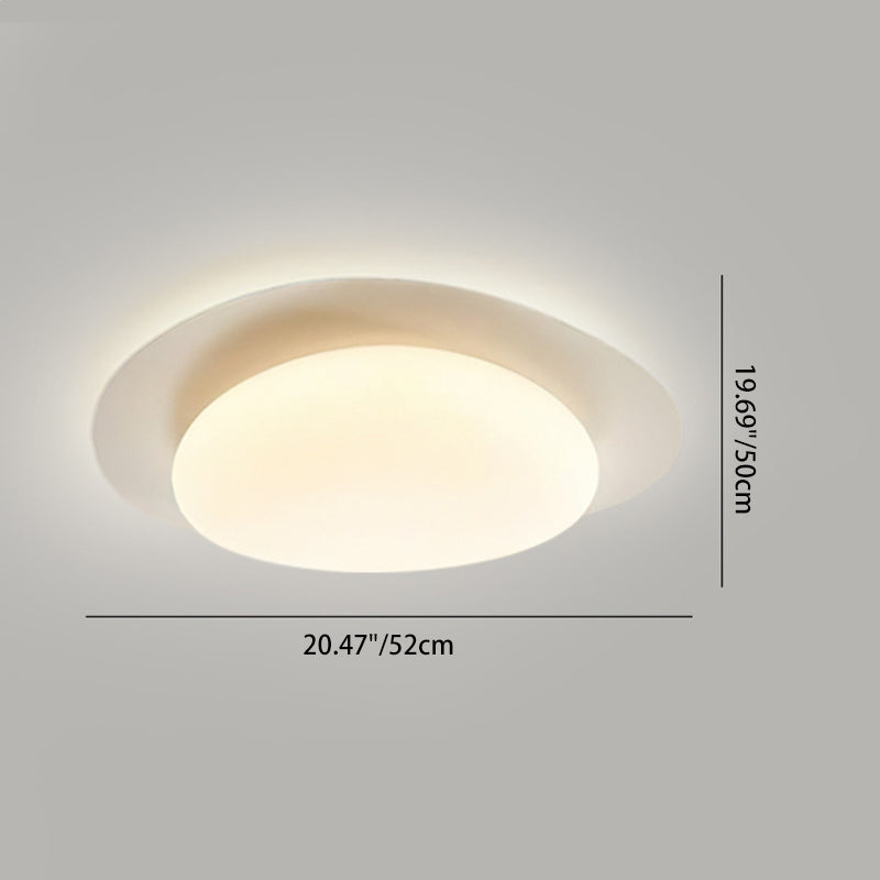 Modern Minimalist Iron And Acrylic Pebble Round LED Flush Mount Ceiling Light For Bedroom And Living Room