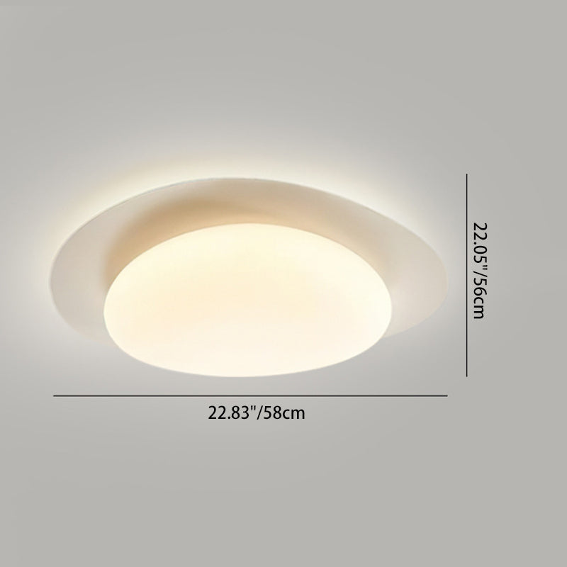 Modern Minimalist Iron And Acrylic Pebble Round LED Flush Mount Ceiling Light For Bedroom And Living Room