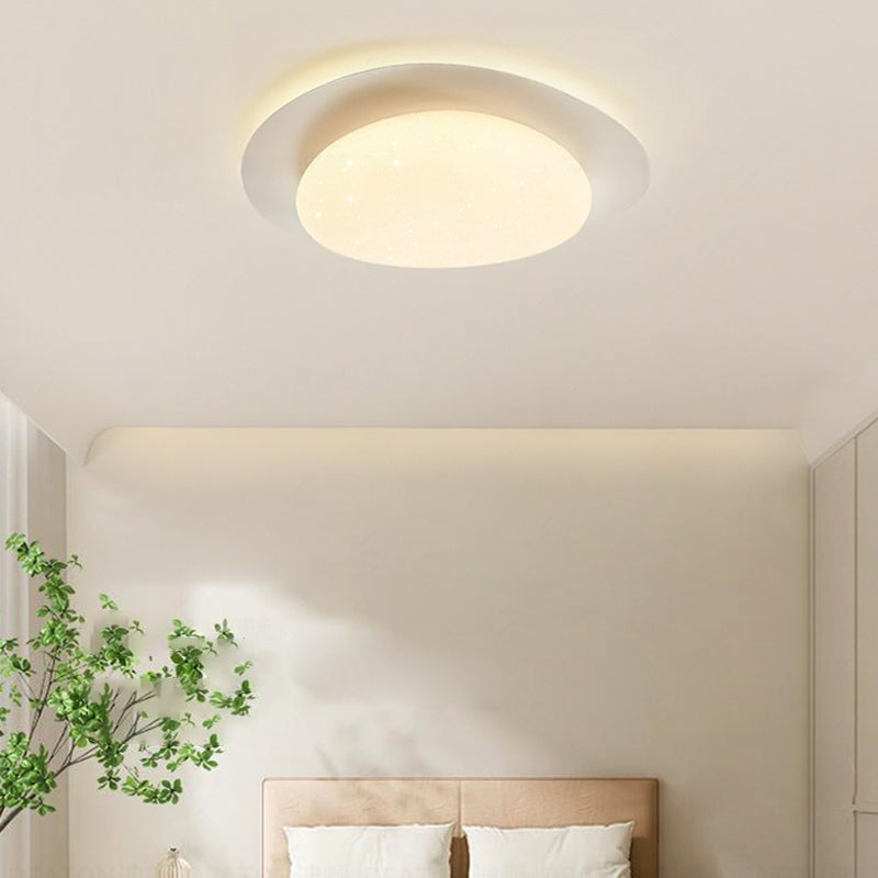 Modern Minimalist Iron And Acrylic Pebble Round LED Flush Mount Ceiling Light For Bedroom And Living Room